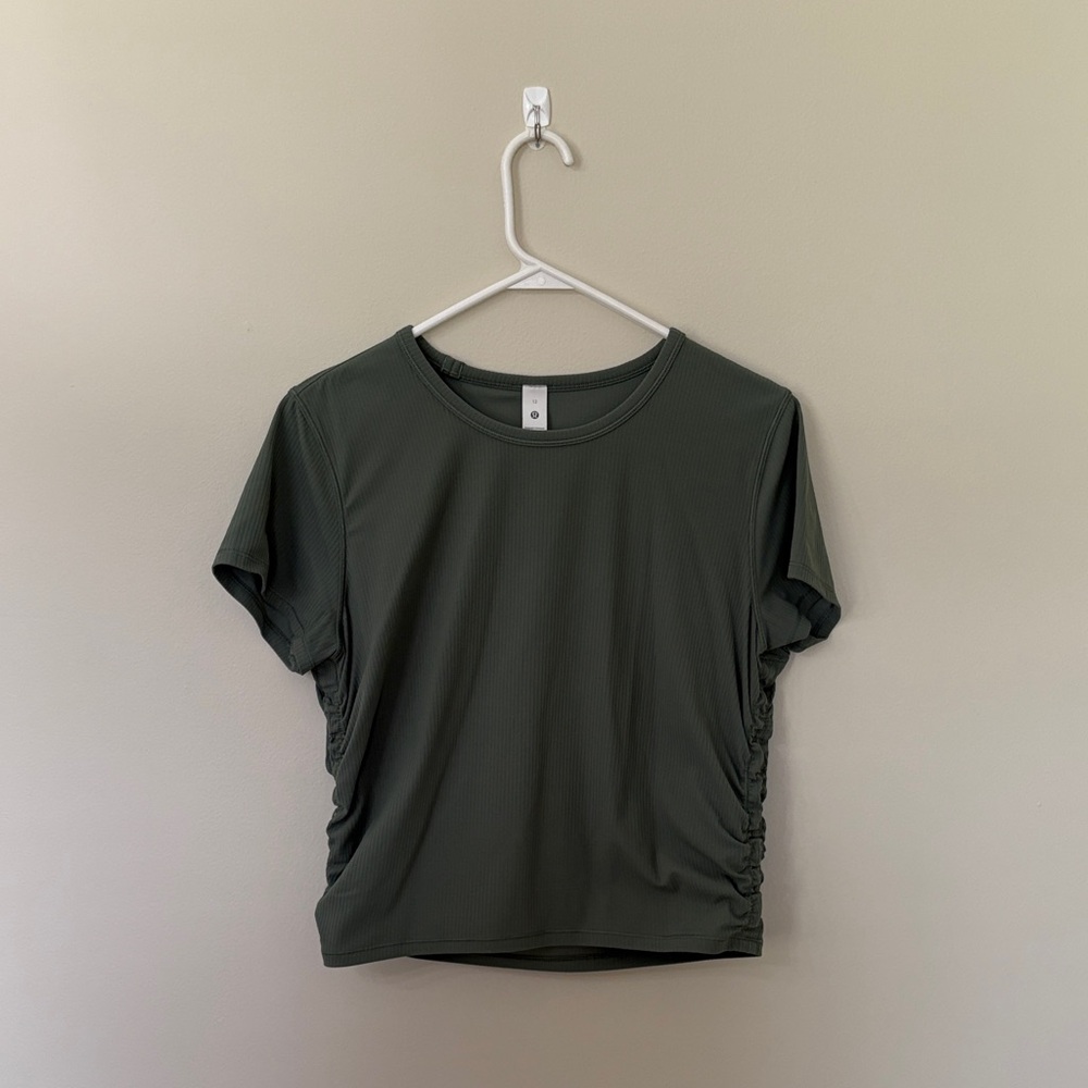 Lululemon All It Takes Ribbed Short Sleeve Green Size 12 Like New